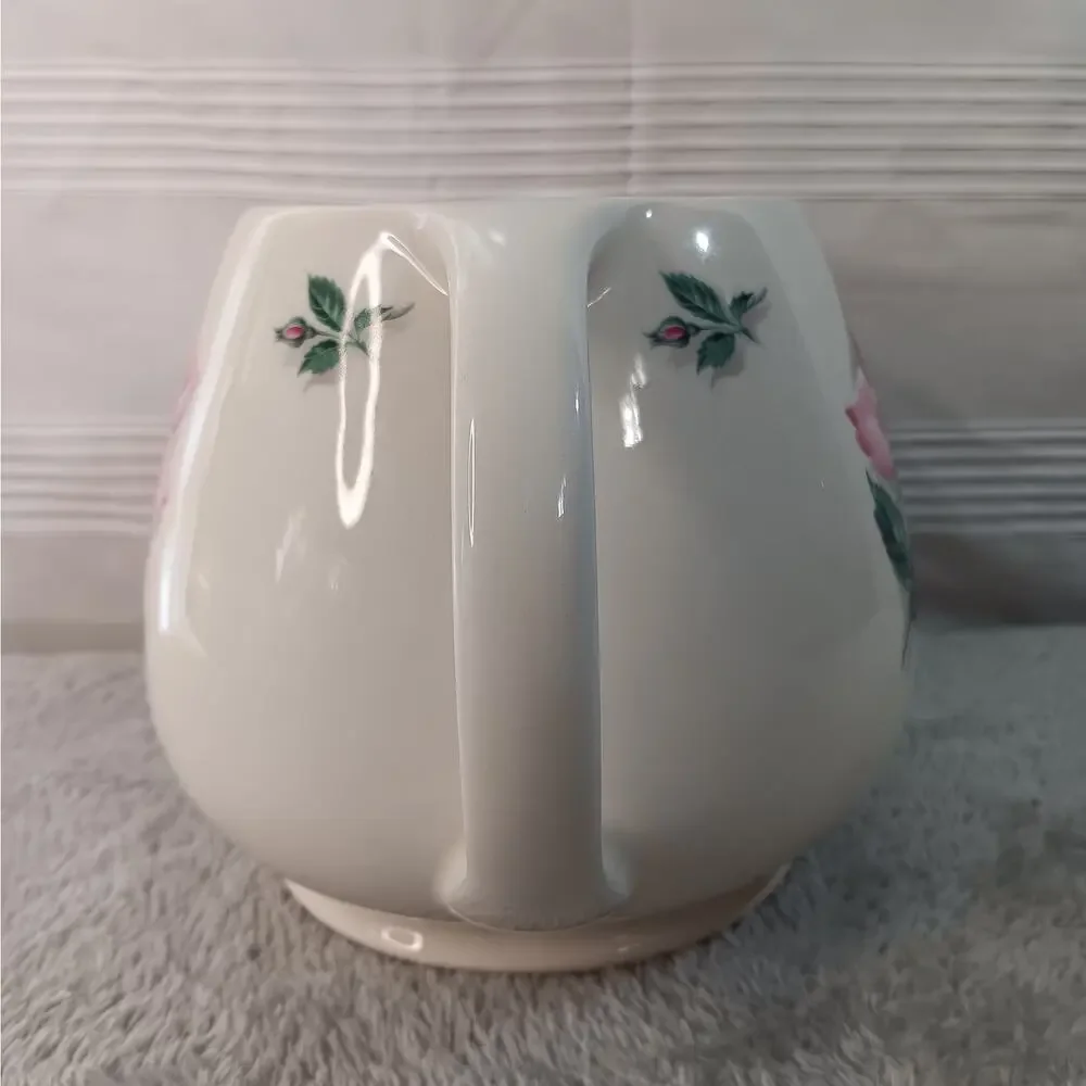 Vintage 48 Ounce Ceramic Pitcher Rhythm Rose Pattern by Household Institute
